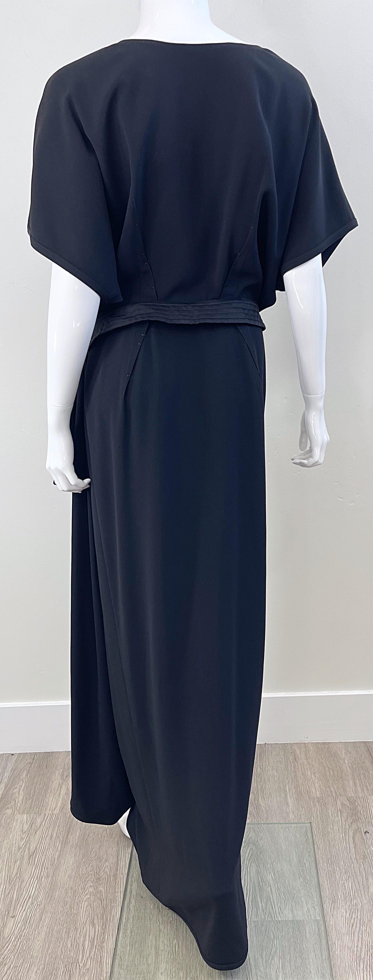 NWT Gianfranco Ferre 2000s Size 44 / 8 - 10 Black Dolman Sleeve Gown Maxi Dress For Sale 8