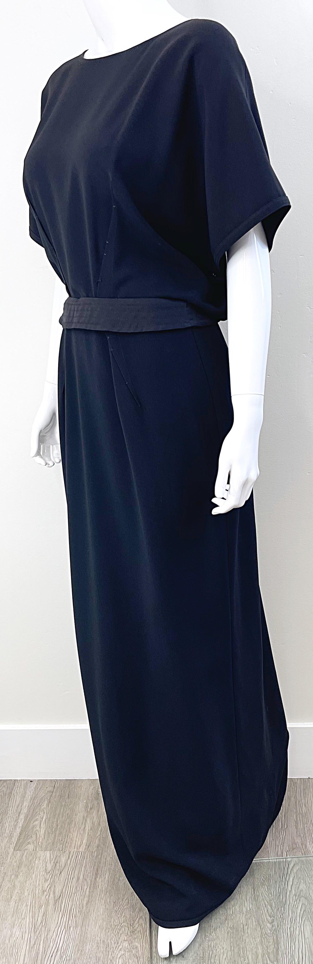 NWT Gianfranco Ferre 2000s Size 44 / 8 - 10 Black Dolman Sleeve Gown Maxi Dress For Sale 10