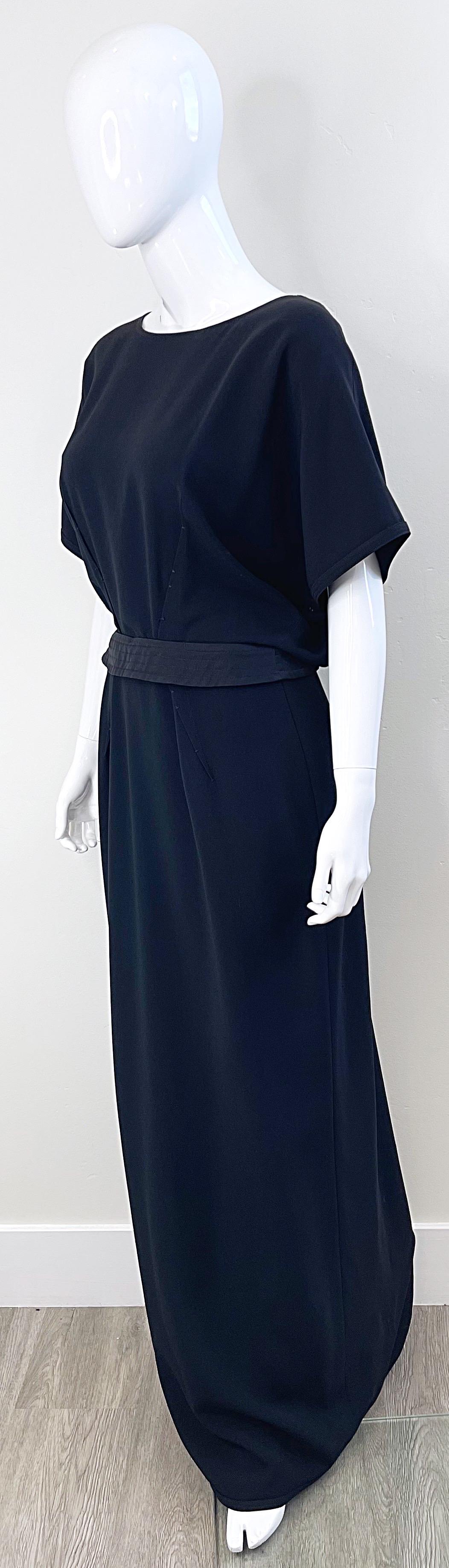 NWT Gianfranco Ferre 2000s Size 44 / 8 - 10 Black Dolman Sleeve Gown Maxi Dress For Sale 12