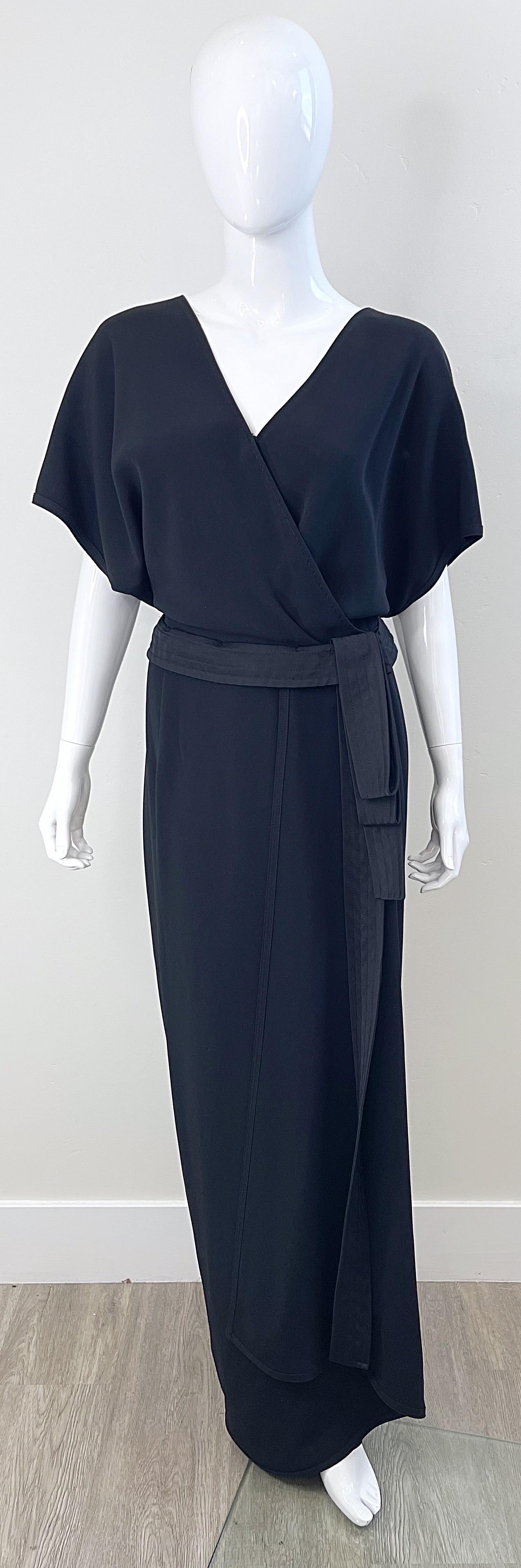 Women's NWT Gianfranco Ferre 2000s Size 44 / 8 - 10 Black Dolman Sleeve Gown Maxi Dress For Sale