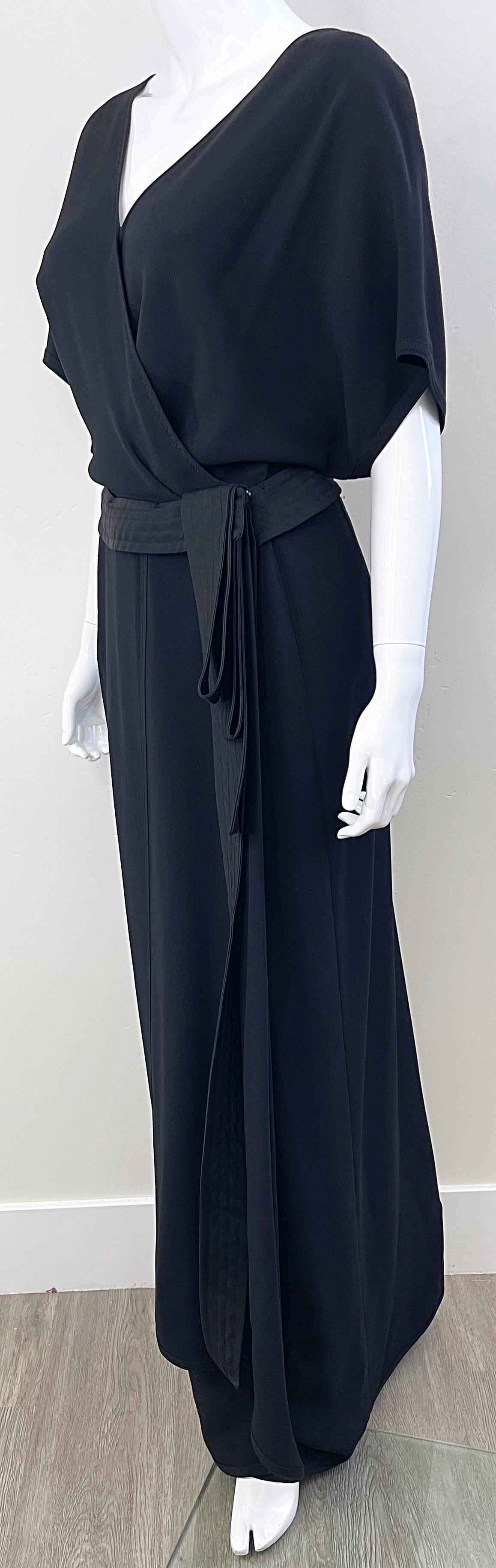 NWT Gianfranco Ferre 2000s Size 44 / 8 - 10 Black Dolman Sleeve Gown Maxi Dress For Sale 4