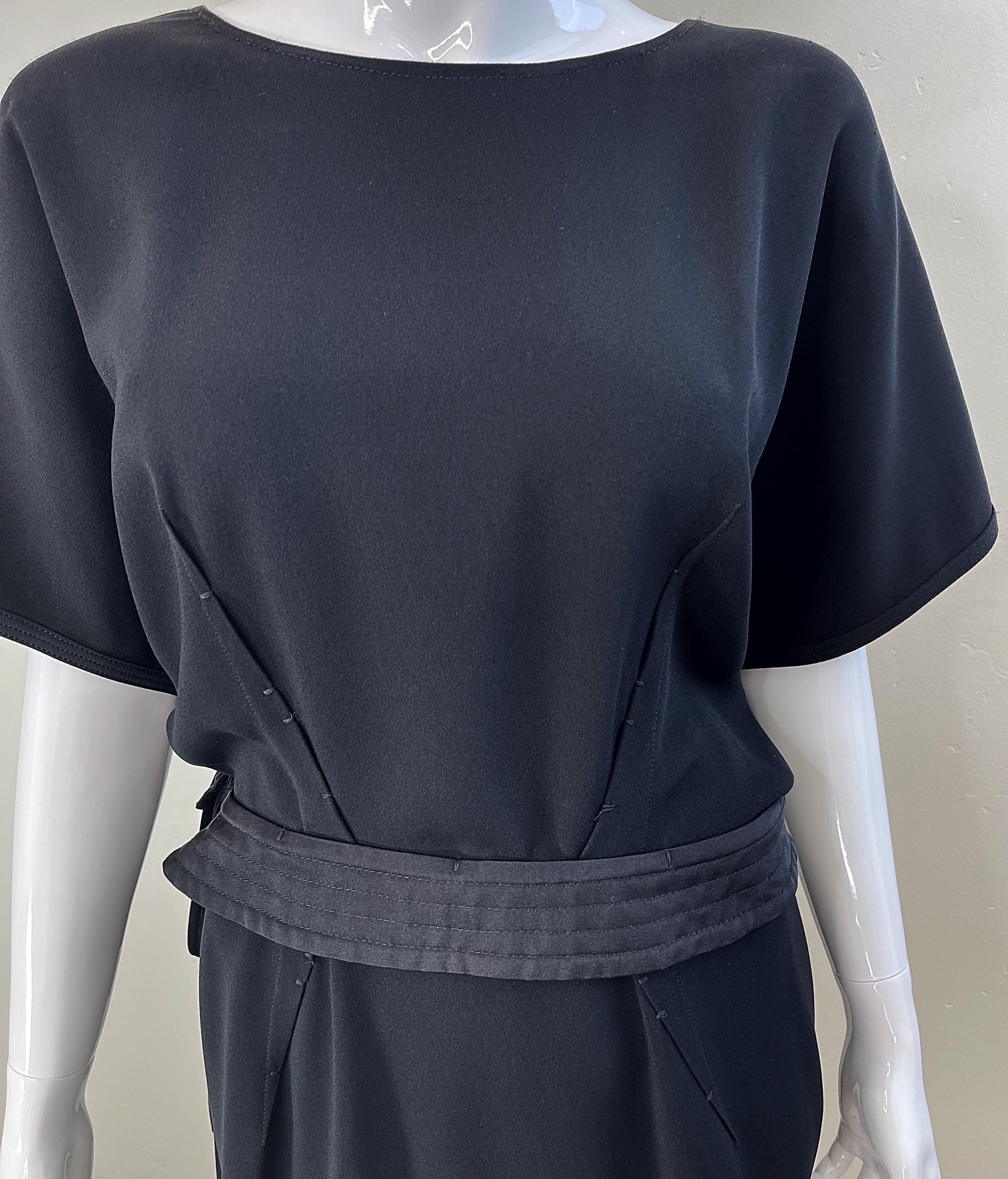 NWT Gianfranco Ferre 2000s Size 44 / 8 - 10 Black Dolman Sleeve Gown Maxi Dress For Sale 5