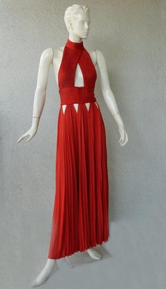 NWT Givenchy by Riccardo Tisci Micro Pleated Red Dress with Sexy Cut Outs