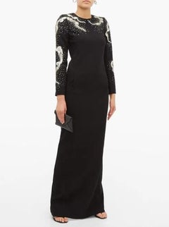 NWT Givenchy Snake Crystal and Sequined Wool Black Dress Gown