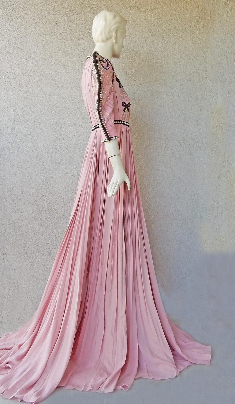 NWT Gucci $25K Knife Pleated Jeweled Gown For Sale 3