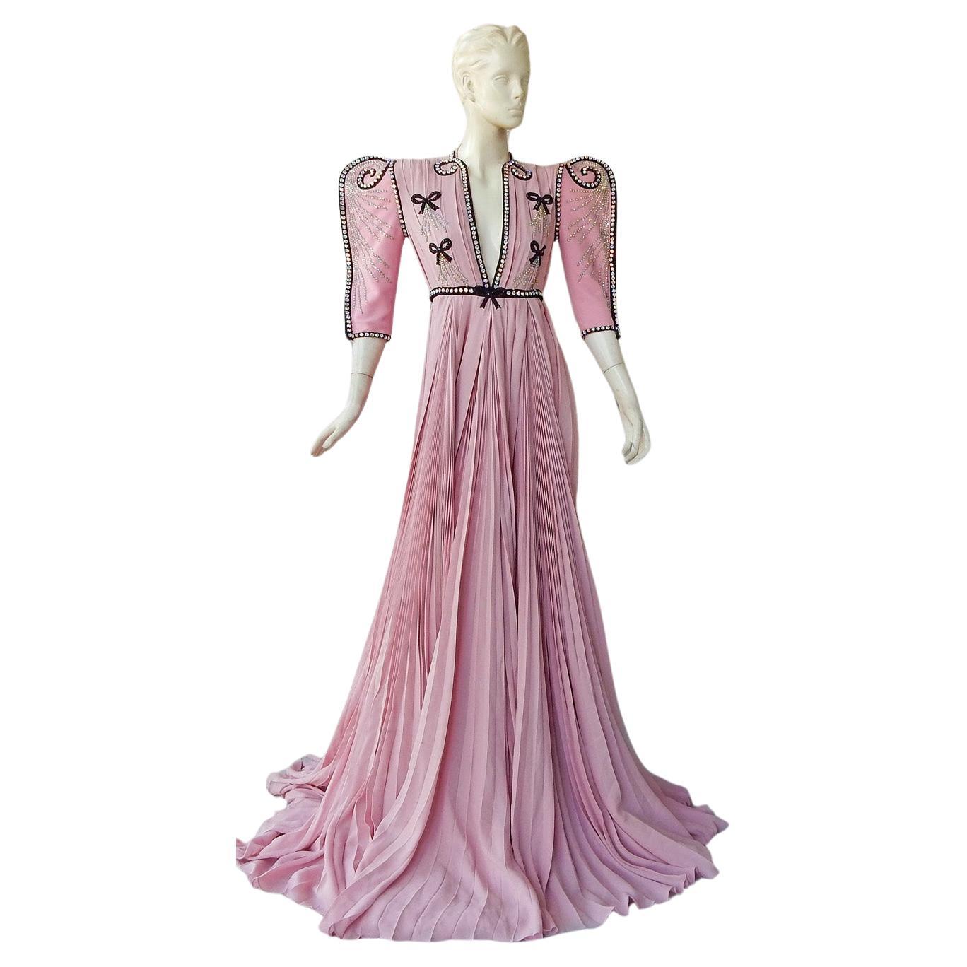 NWT Gucci $25K Knife Pleated Jeweled Gown For Sale