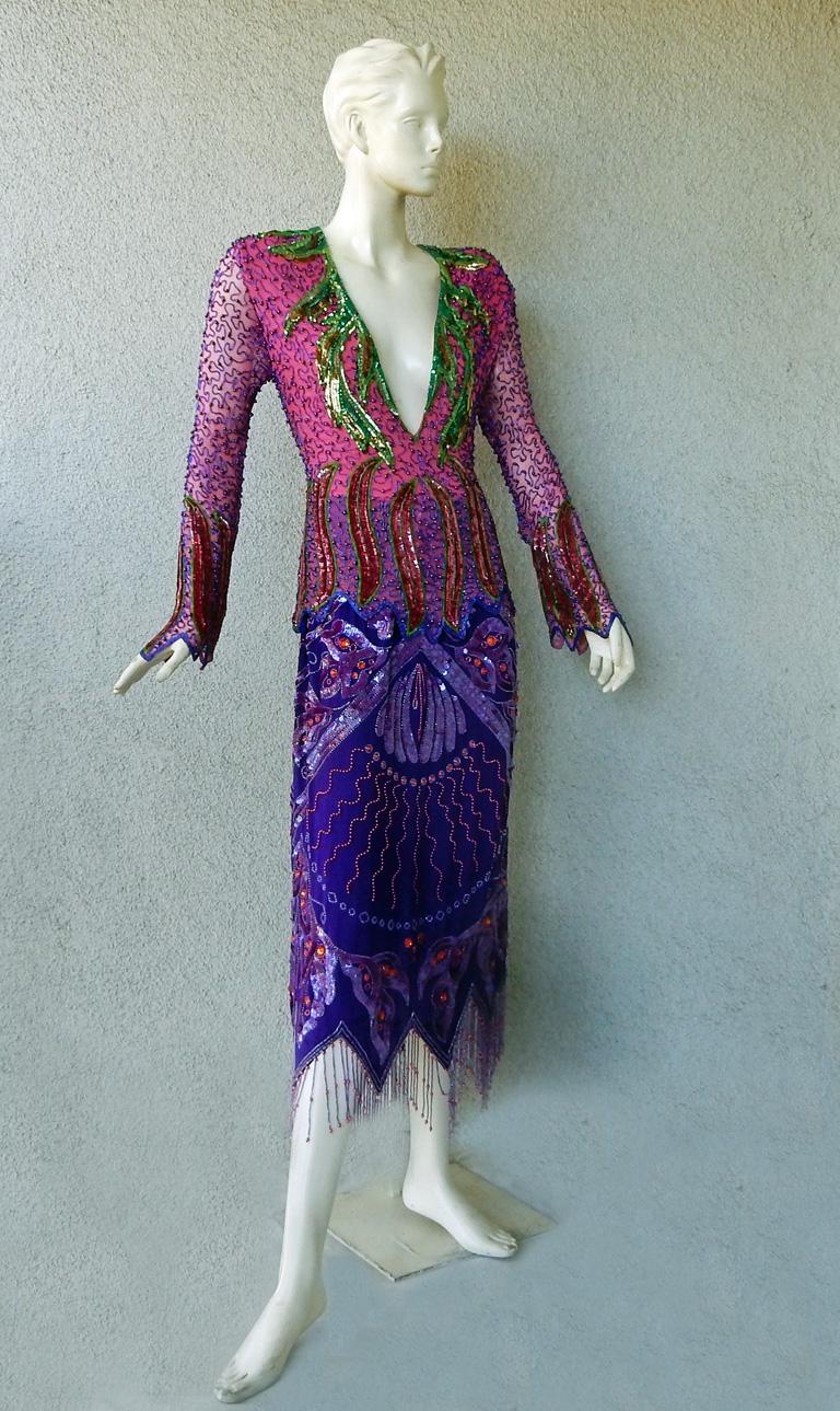 NWT Gucci $28K Deco Inspired Beaded Evening Dress For Sale 7
