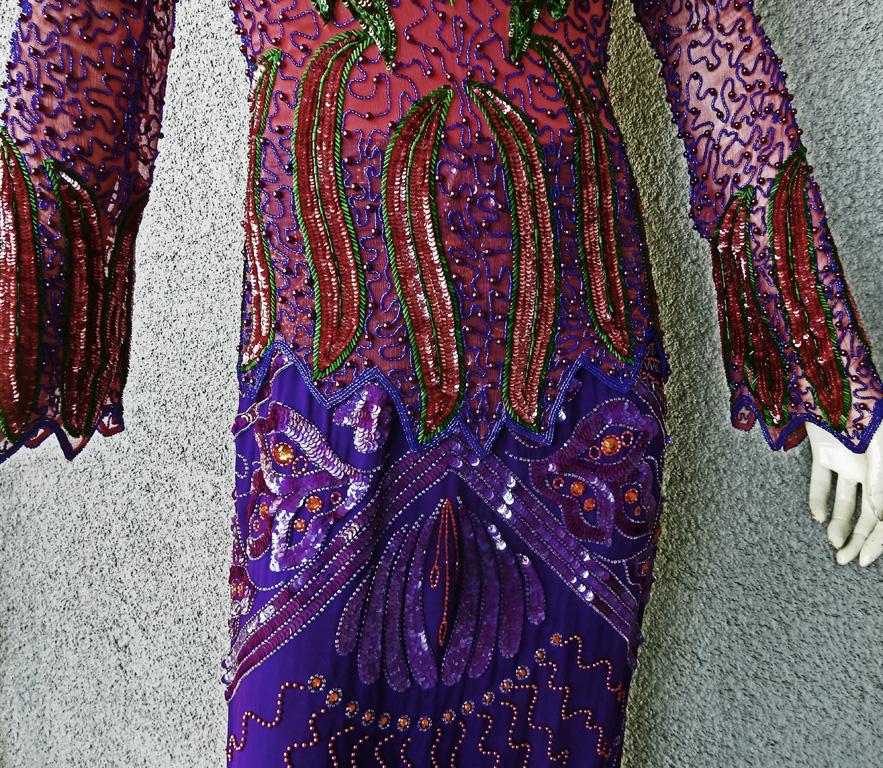 Women's NWT Gucci $28K Deco Inspired Beaded Evening Dress For Sale