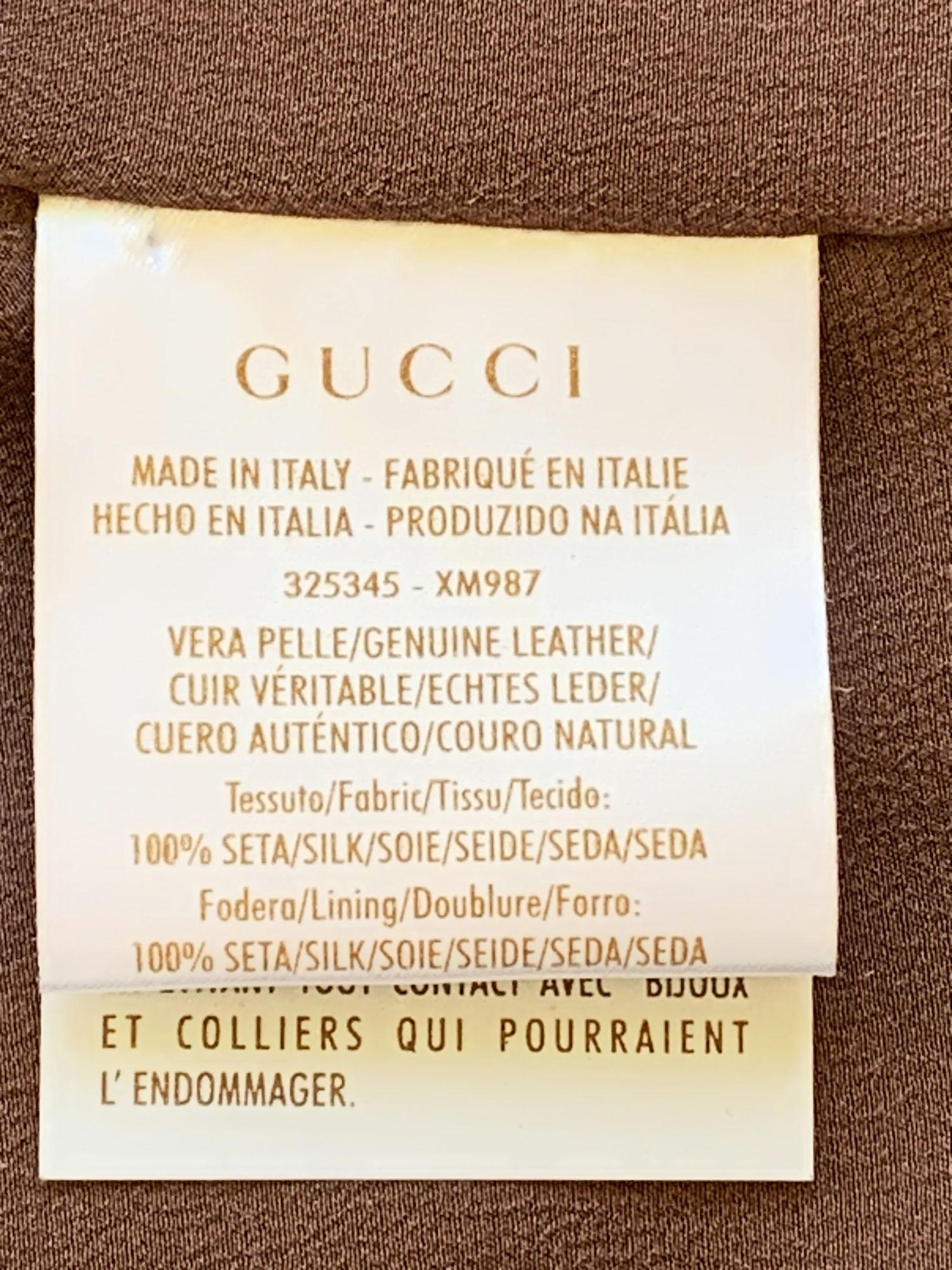 NWT Gucci Brown Super Soft Leather Pleated Peplum Jacket For Sale 4