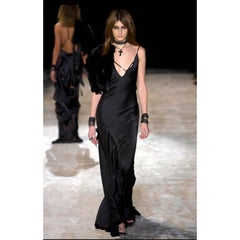 NWT GUCCI by Tom Ford F/W 2002 Runway Finale Size 40 Black Silk Lace Up Gown