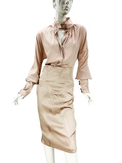 NWT Gucci by Tom Ford FW 2003 Silk Nude Color Skirt Set Italian 42 - US 6