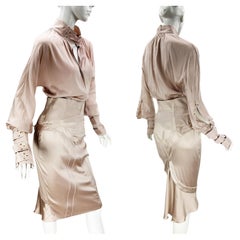 NWT Gucci by Tom Ford FW 2003 Silk Nude Color Skirt Set Italian 42 - US 6