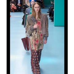 NWT GUCCI F/W 2018 Runway Gray Sz 40 Leather Studded Rhinestone Jacket or Vest