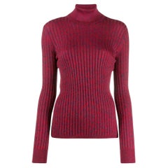 NEU Gucci Metallic Rollkragenpullover aus Seidenmischung in Blau/Rot Größe L / 8