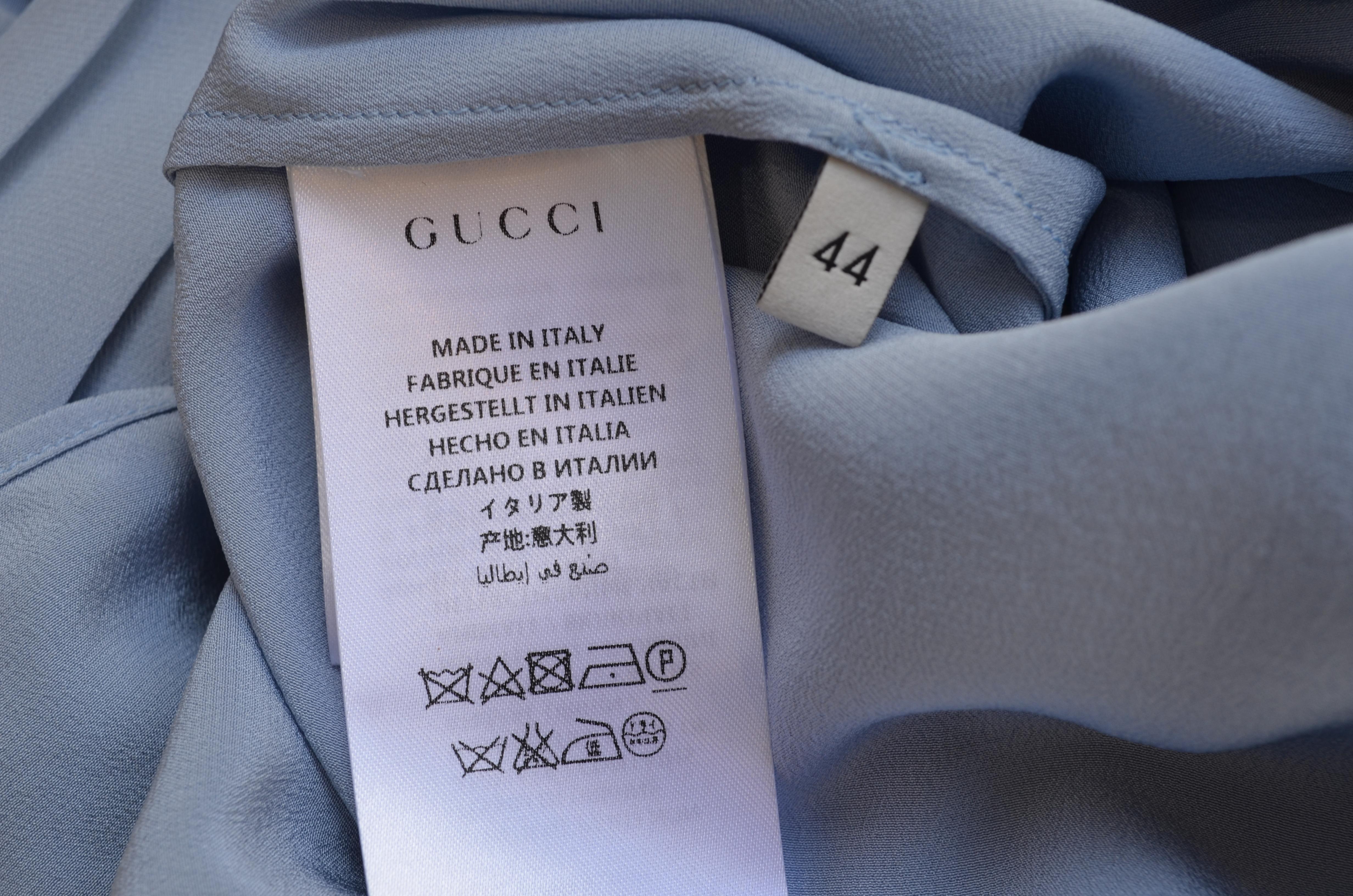 NWT Gucci Powder Blue Ruffled Blouse For Sale 2