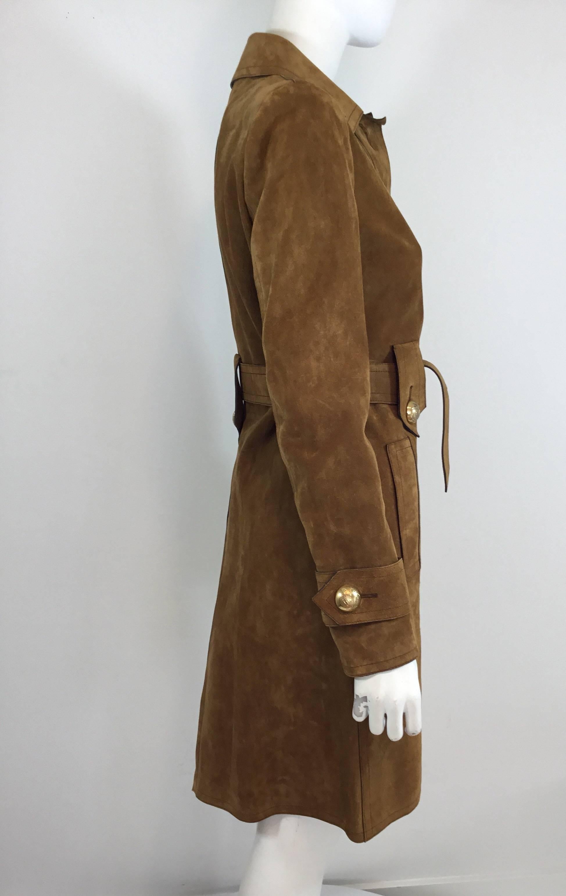 Women's Gucci Suede Leather Belted Coat, Winter 2015