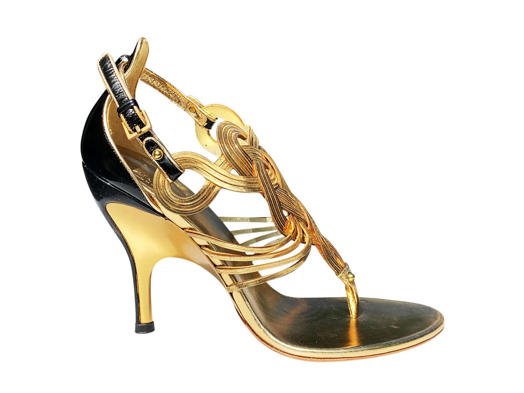NWT Gucci Vintage S/S 2005 AD Campaña Cadena de oro y charol Zapatos US 6.5 en Nuevo estado para la venta en Montgomery, TX