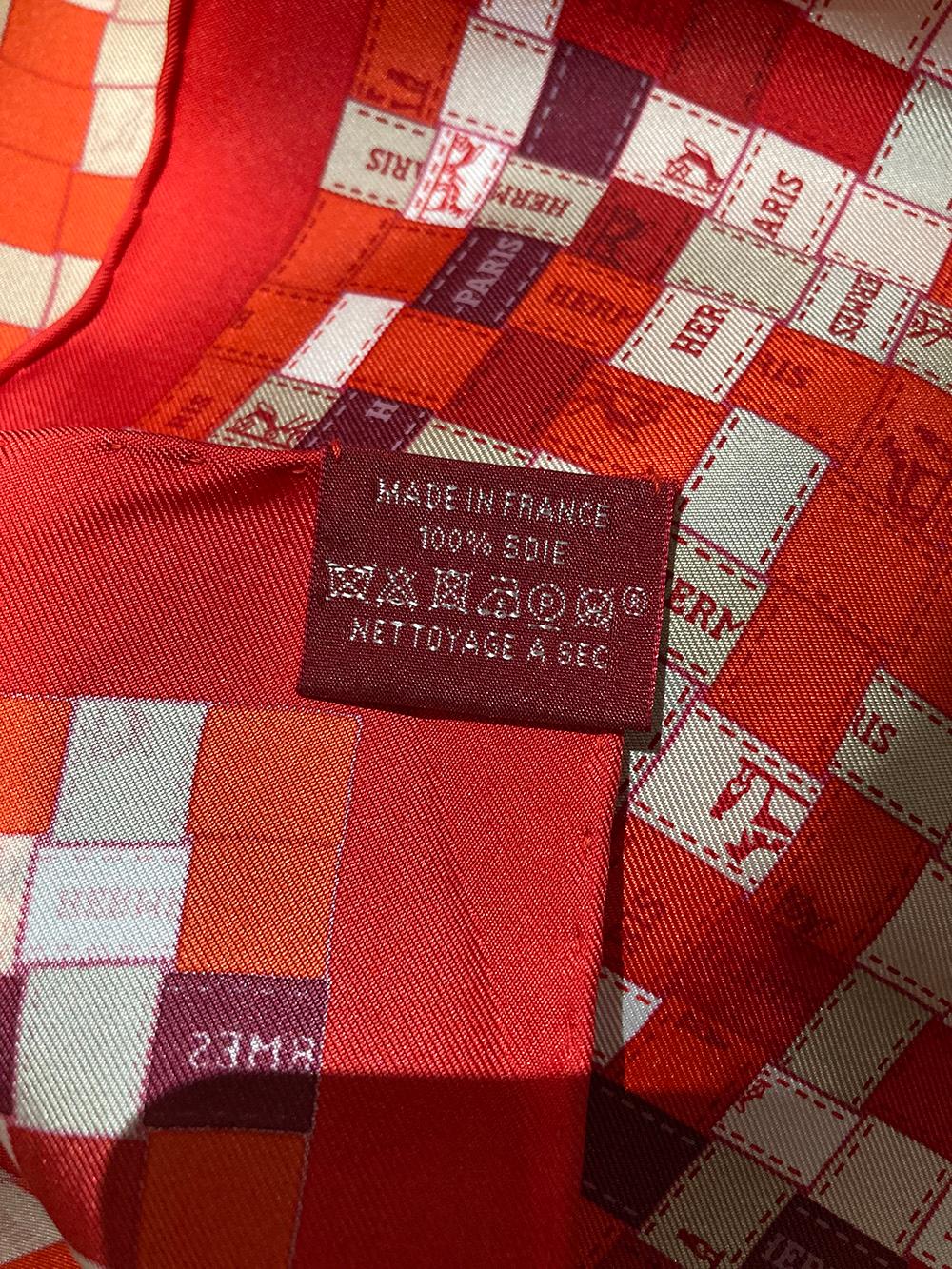 NWT Hermes Bolduc Au Carre Scarf 90 Rouge Bordeaux Gris For Sale 4