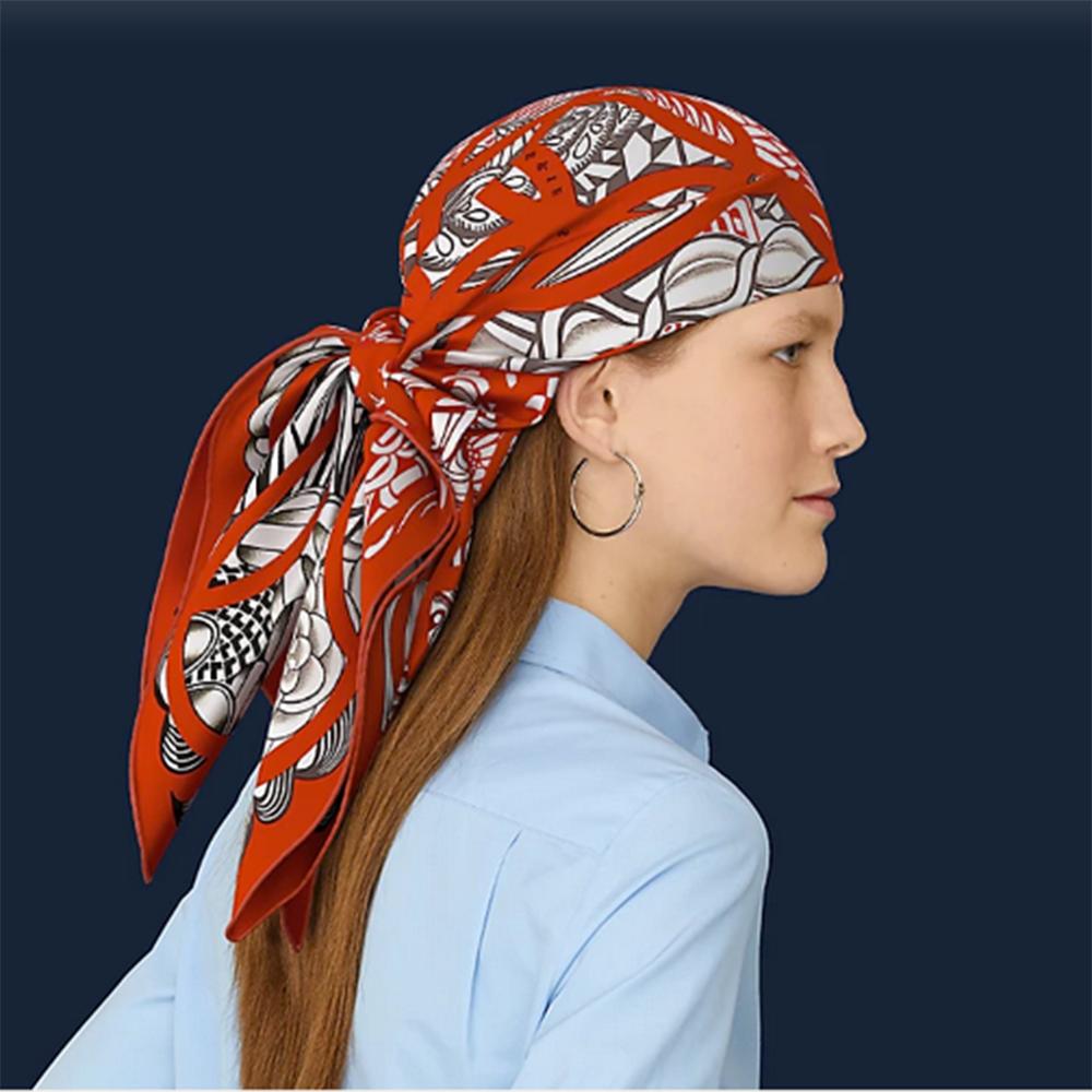 NWT Hermes Reverie Solitaire Sciarpa di seta 90 Rosso Nero 6