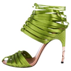 NWT Iconic Tom Ford for Gucci SS 2004 Green Corset with Bamboo Heel Shoes 36.5