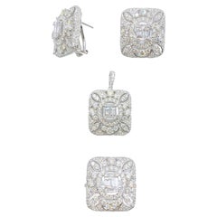 Superbe ensemble de magnifiques boucles d'oreilles pendantes en or 18 carats avec grand diamant fantaisie, neuves avec étiquette 37837