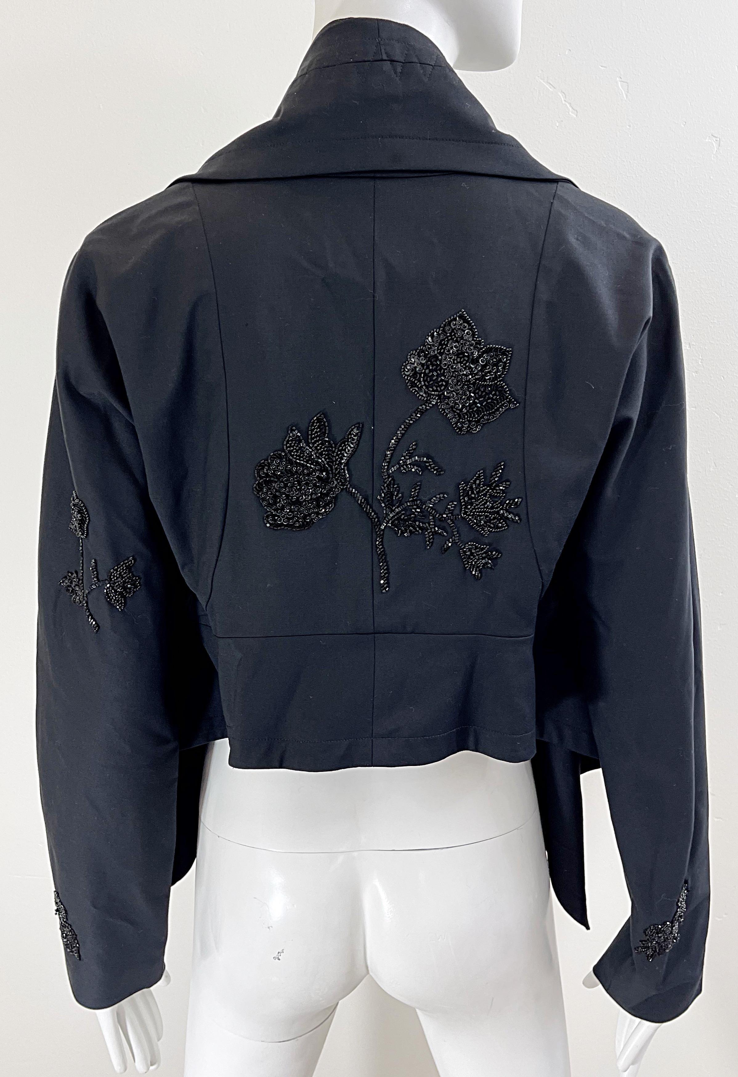 NWT John Galliano primi anni 2000 Black Beaded Sequin taglia 6 Rayon Y2K Swing Jacket in vendita 5