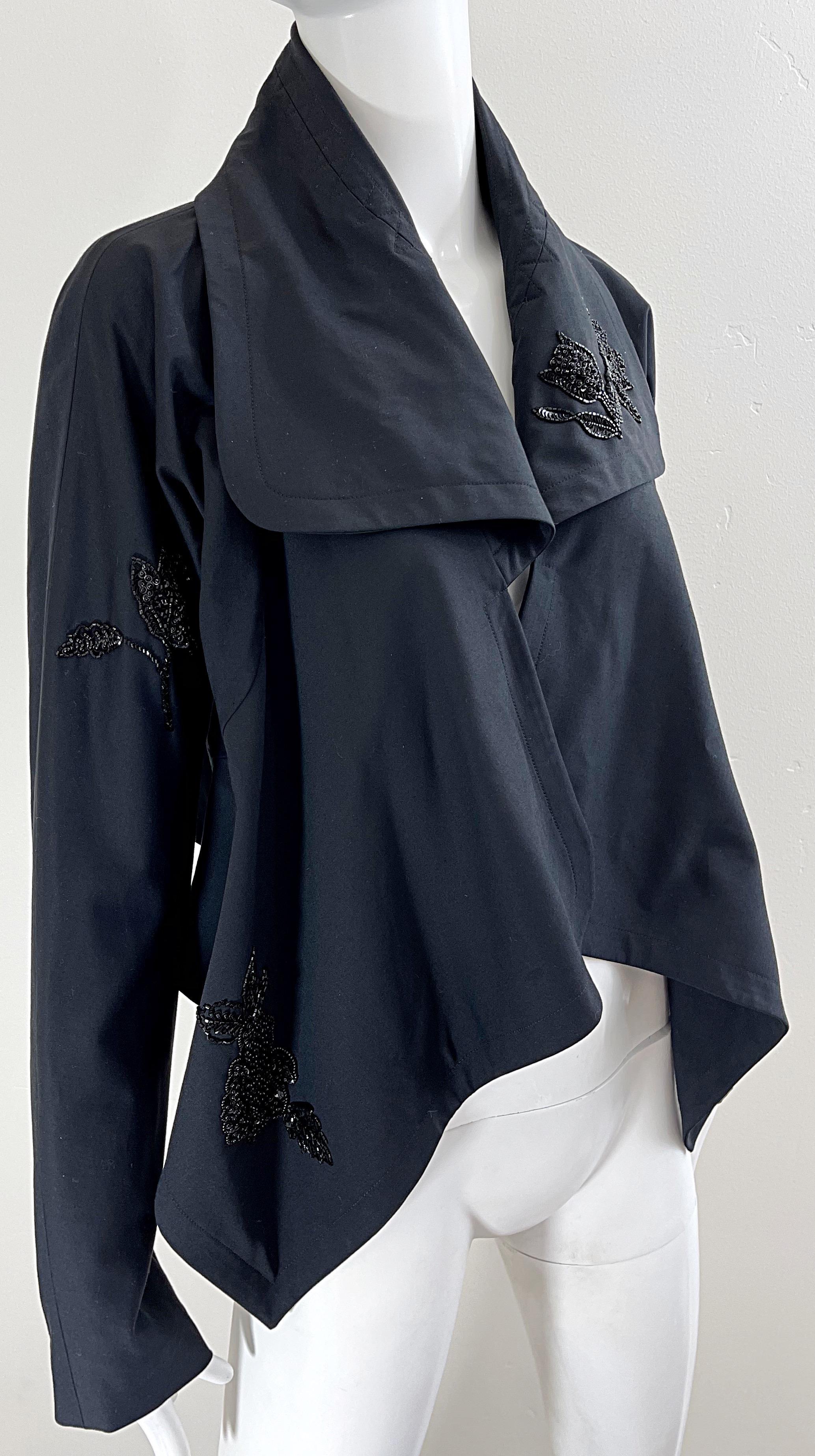 NWT John Galliano primi anni 2000 Black Beaded Sequin taglia 6 Rayon Y2K Swing Jacket in vendita 1