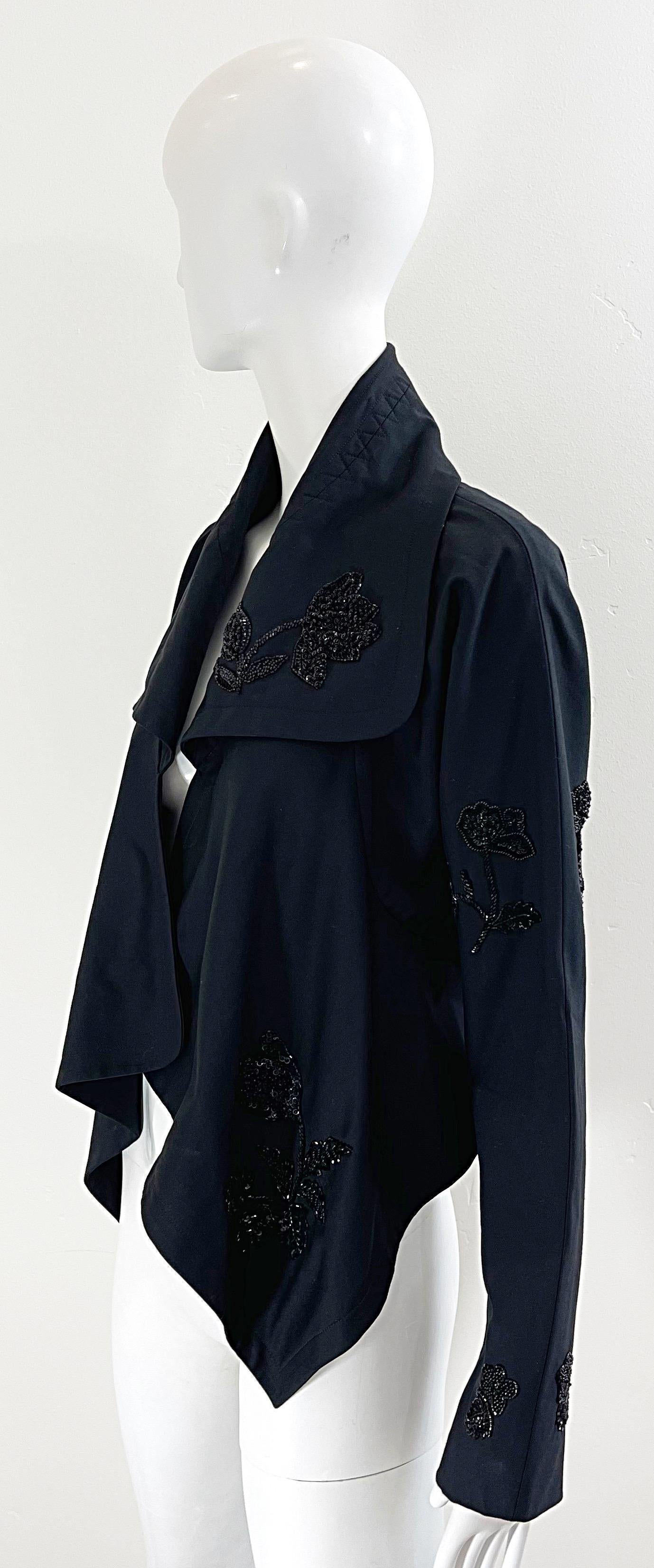 NWT John Galliano primi anni 2000 Black Beaded Sequin taglia 6 Rayon Y2K Swing Jacket in vendita 2
