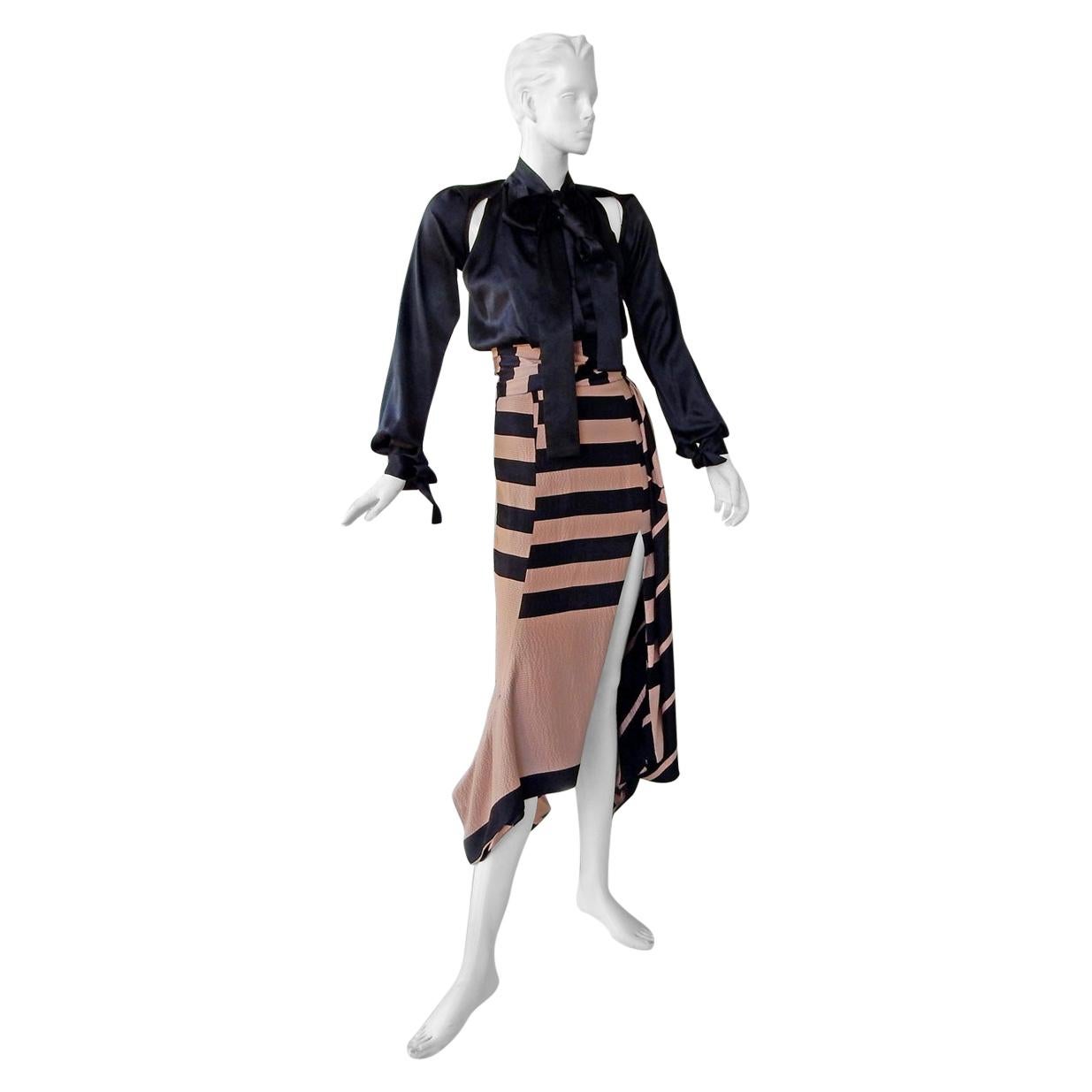 NWT Juan Carlos Obando Cool Cut-Out Wrap Silk Dress mugler