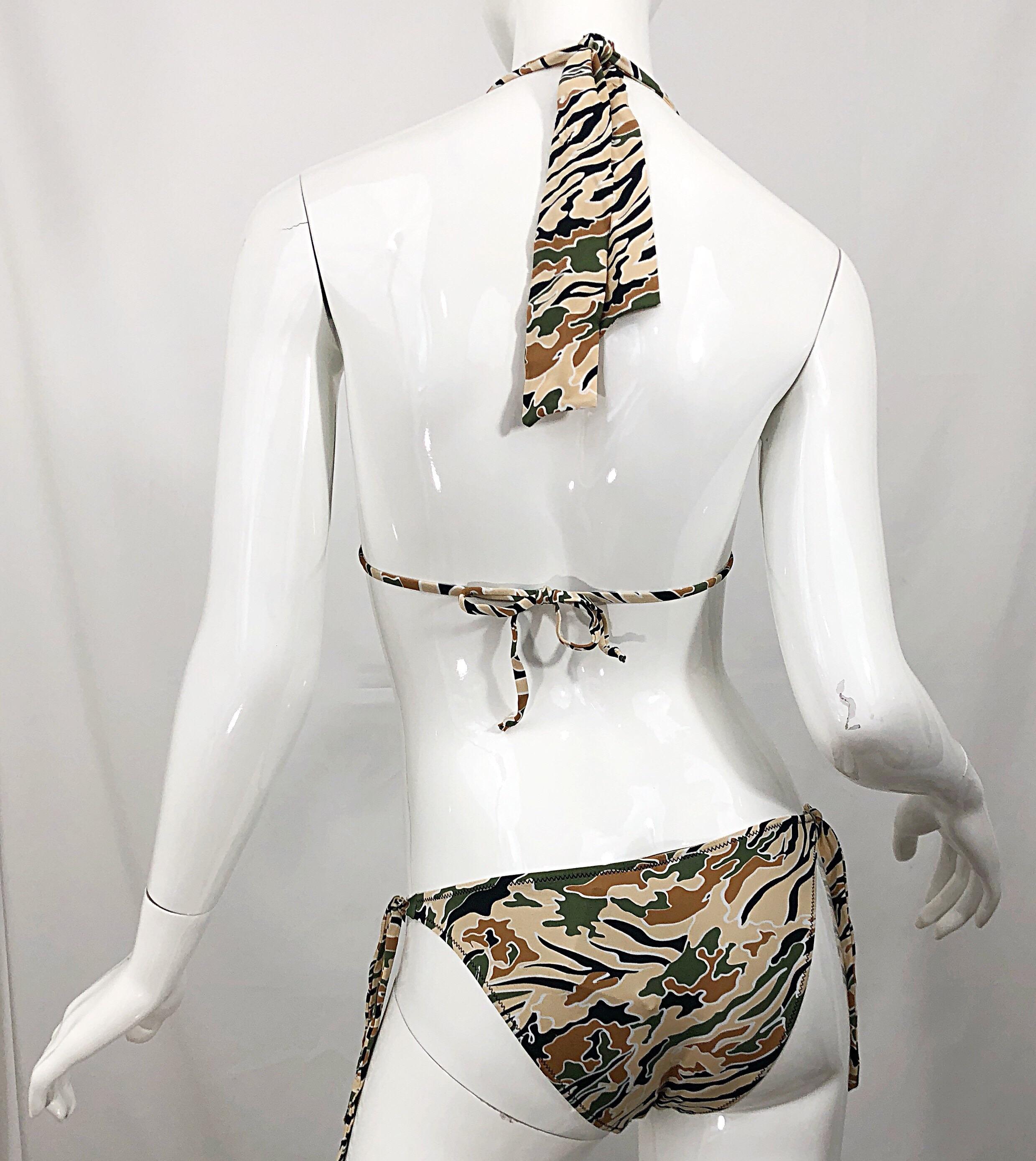 NWT La Perla Camouflage Traingle Top Low Rise Two Piece Bikini Swimsuit 2