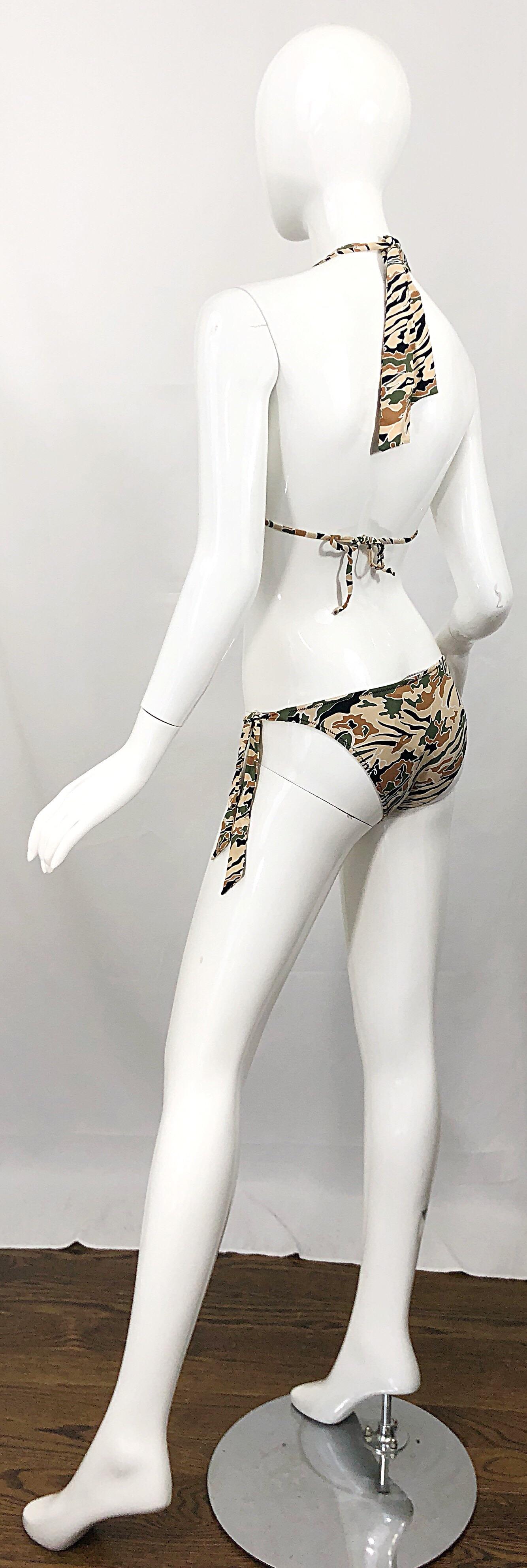 NWT La Perla Camouflage Traingle Top Low Rise Two Piece Bikini Swimsuit 3