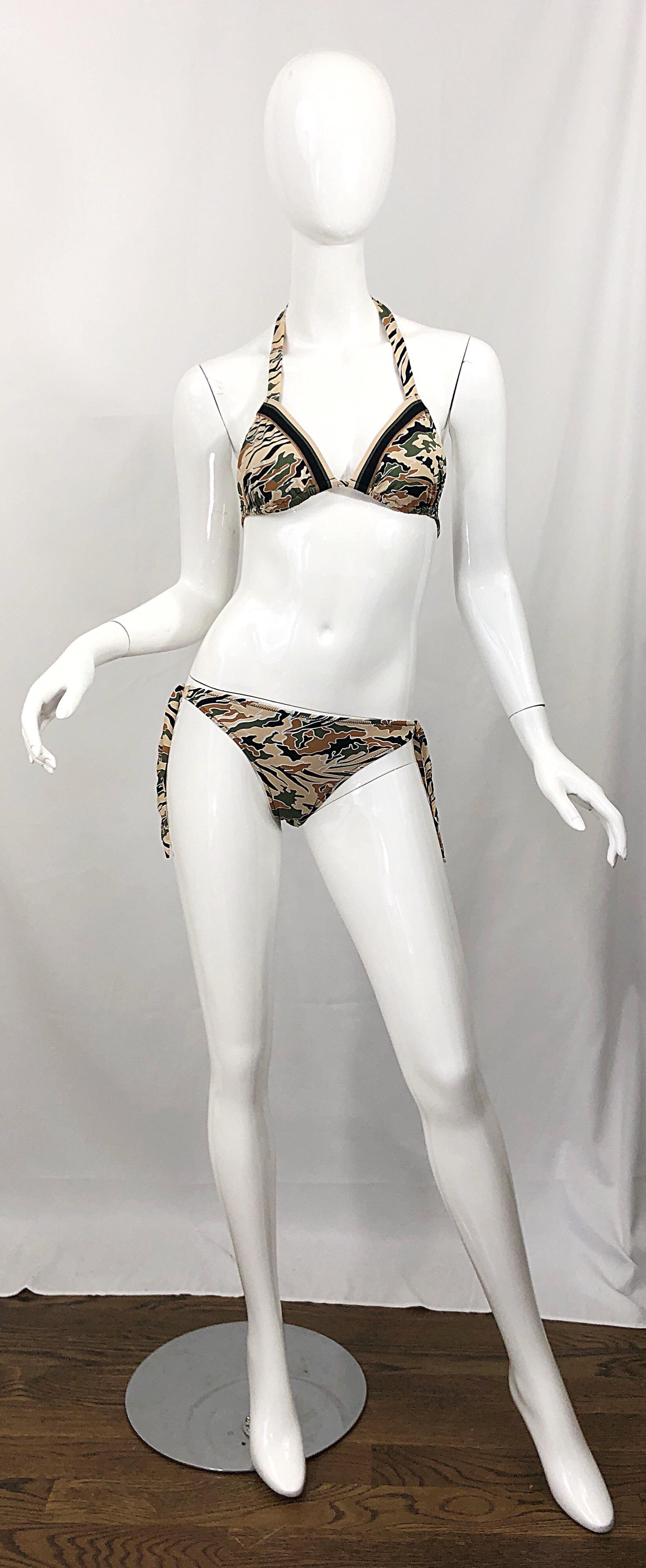 NWT La Perla Camouflage Traingle Top Low Rise Two Piece Bikini Swimsuit 4