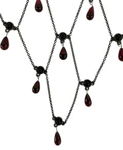 NWT Late 1990s Christian Dior by John Galliano Red Pendant Earrings and Necklace