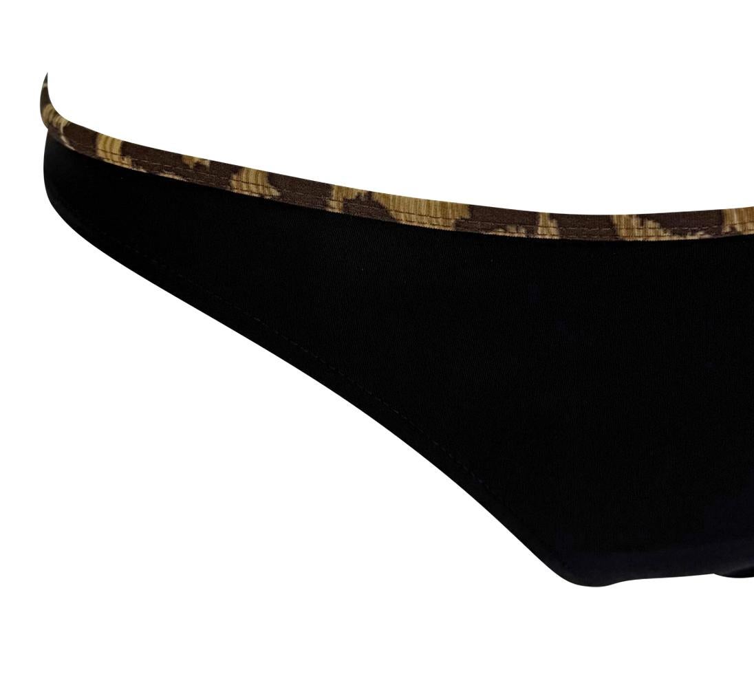 NWT Late 1990s Dolce & Gabbana Black Leopard Print Trim Bikini Swim Set In Excellent Condition For Sale In West Hollywood, CA