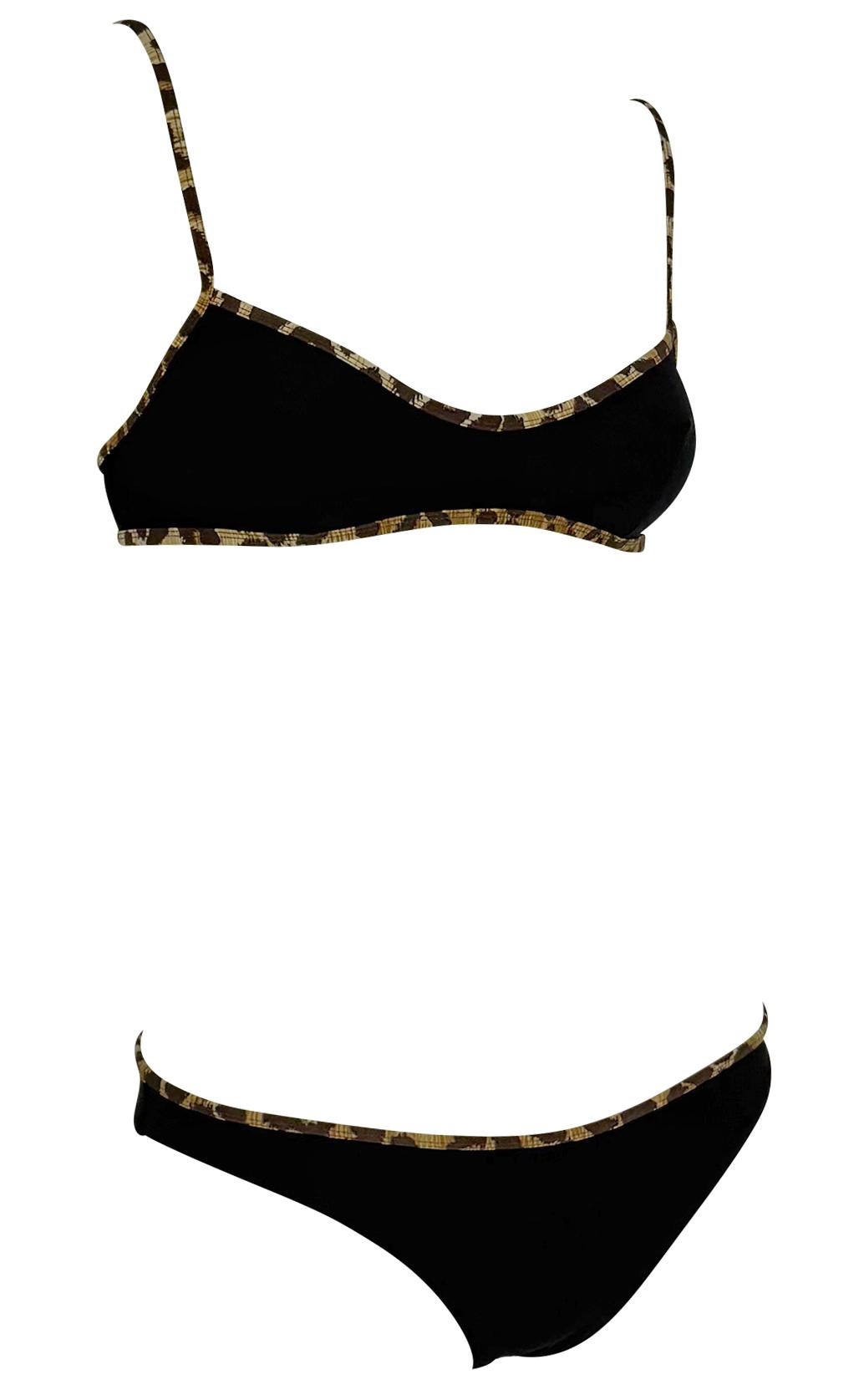 NWT Late 1990s Dolce & Gabbana Black Leopard Print Trim Bikini Swim Set For Sale 4