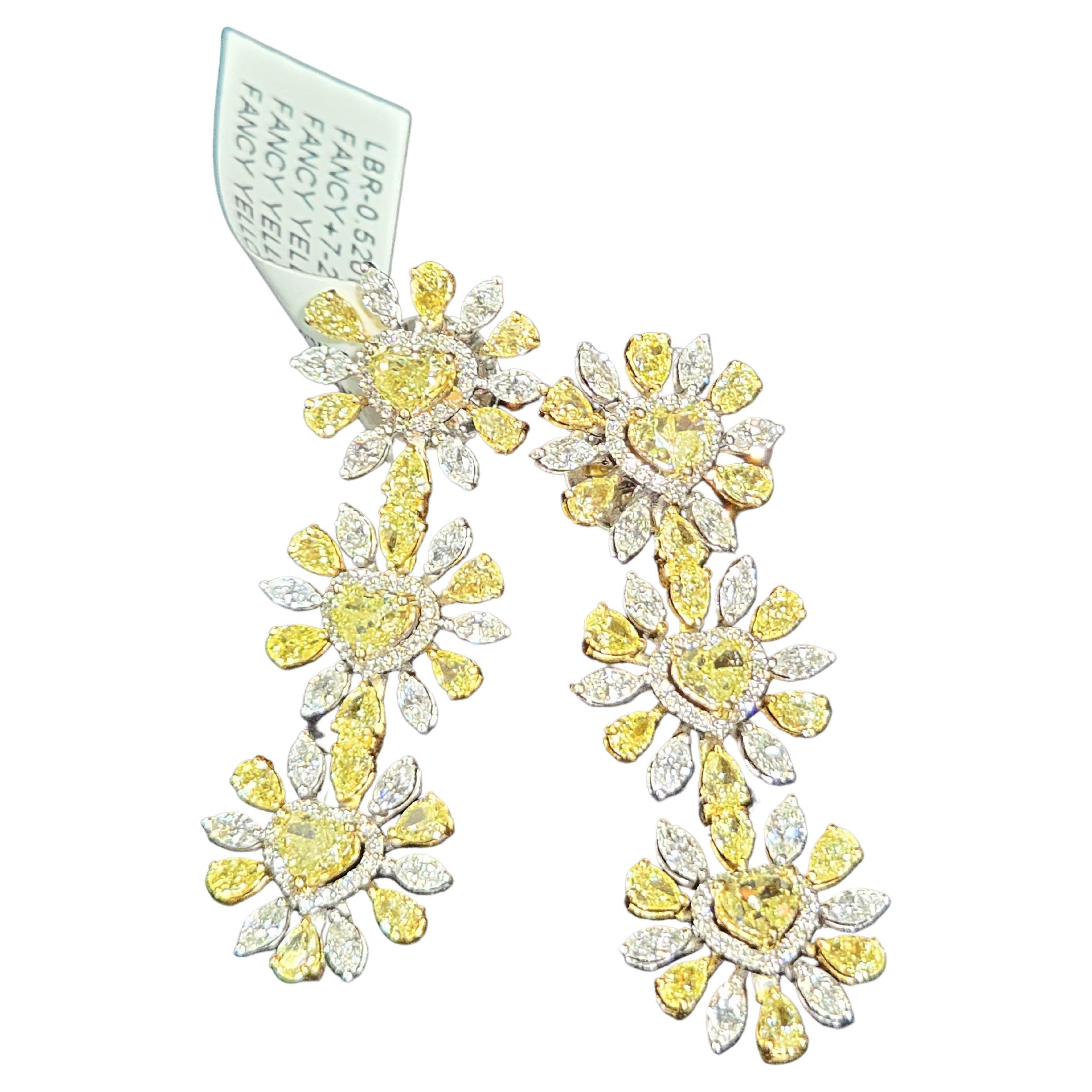 Prächtige Fancy 9CT Gelbe Diamant-Herz-Diamant-Ohrringe aus Gold im Angebot