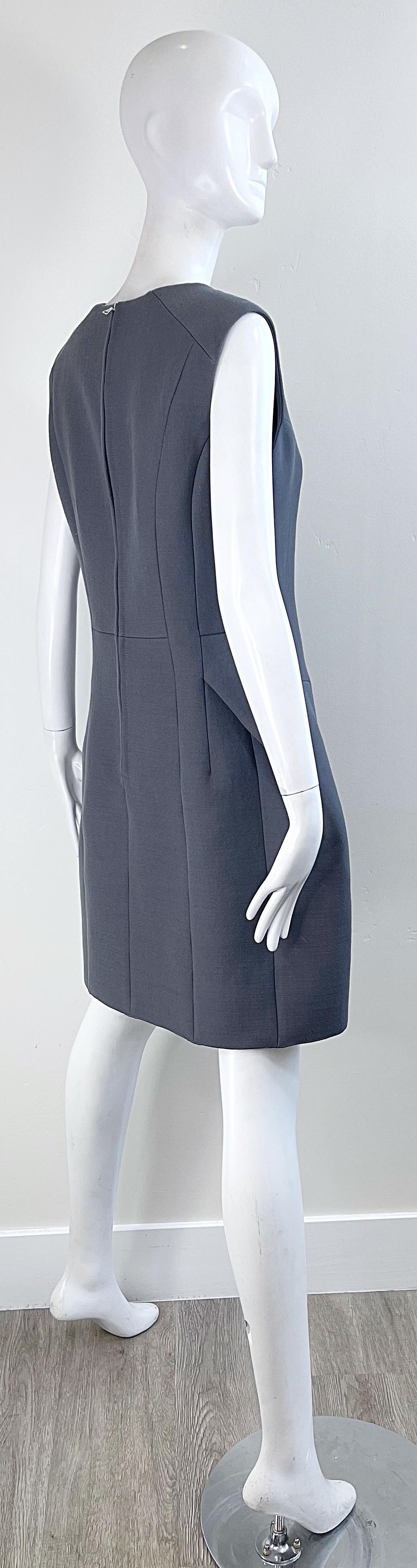 NWT Marc Jacobs 2000s Size 8 Gray Tailored Wool Y2K Vintage Bustle Dress For Sale 7