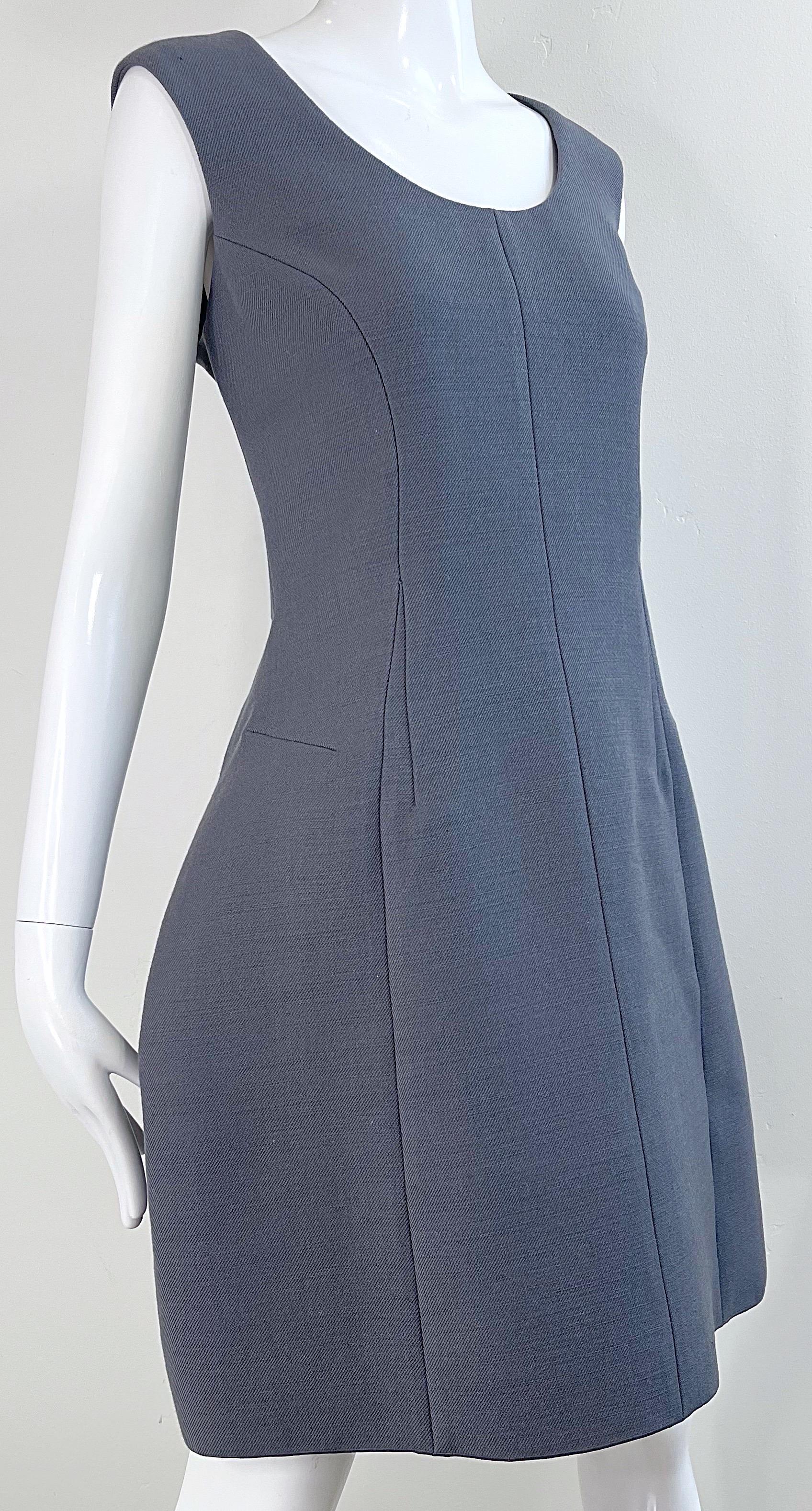 NWT Marc Jacobs 2000s Size 8 Gray Tailored Wool Y2K Vintage Bustle Dress For Sale 8