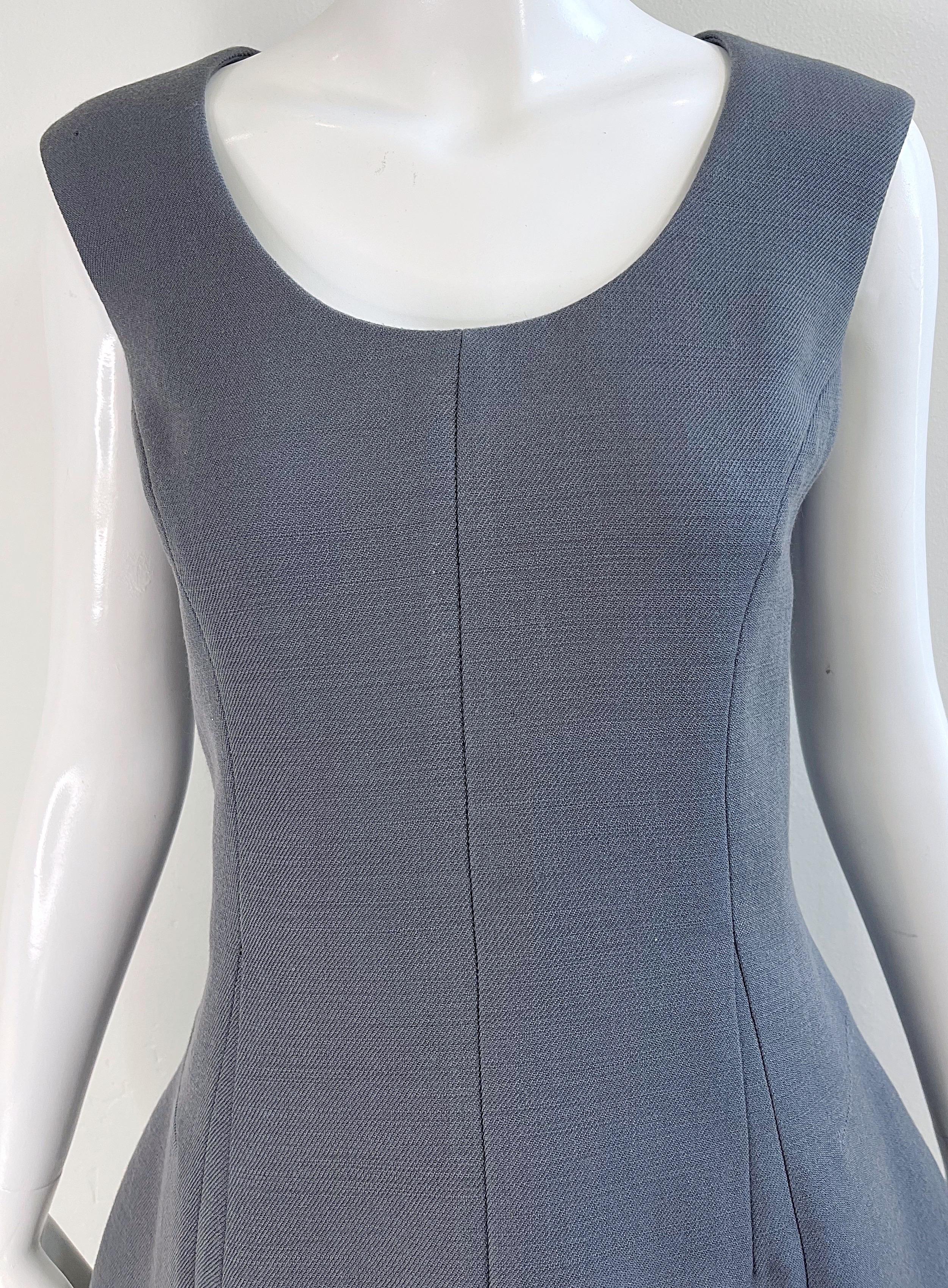 NWT Marc Jacobs 2000s Size 8 Gray Tailored Wool Y2K Vintage Bustle Dress For Sale 4