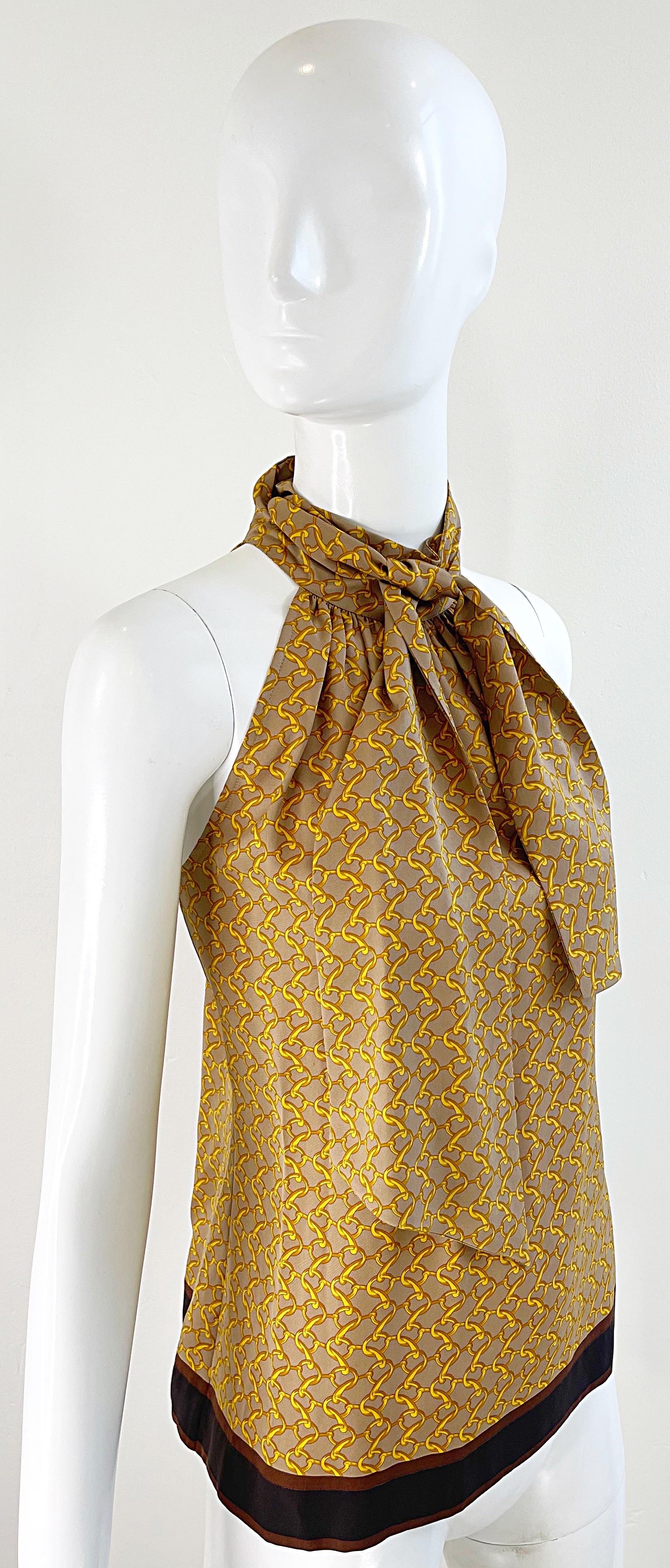 NWT Michael Kors Collection Fall 2001 Runway Size 10 Silk Horsebit Print Blouse For Sale 4