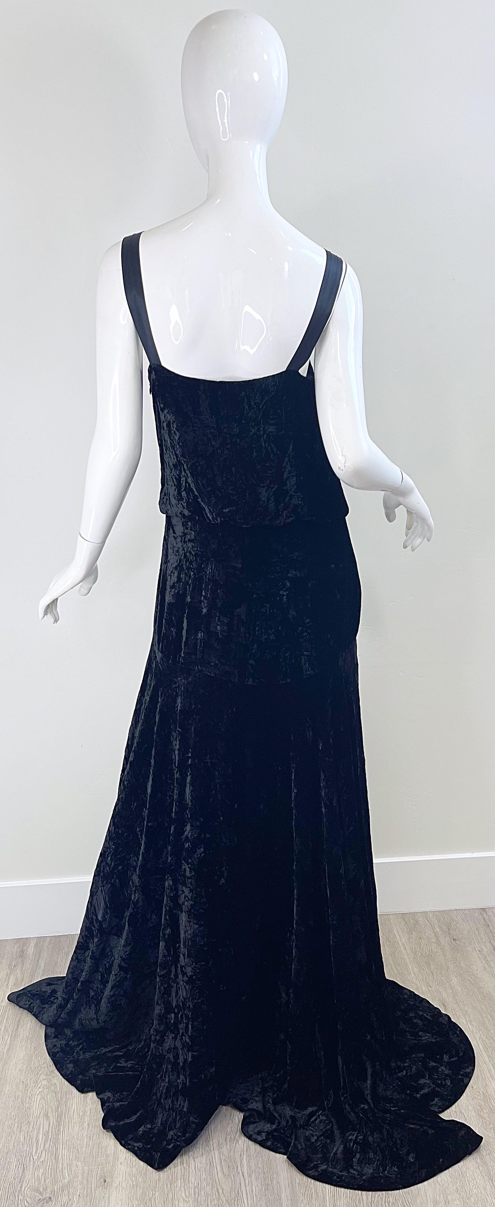 NWT Michael Kors Collection Fall 2006 Runway Size 6-8 Black Crushed Velvet Gown For Sale 6