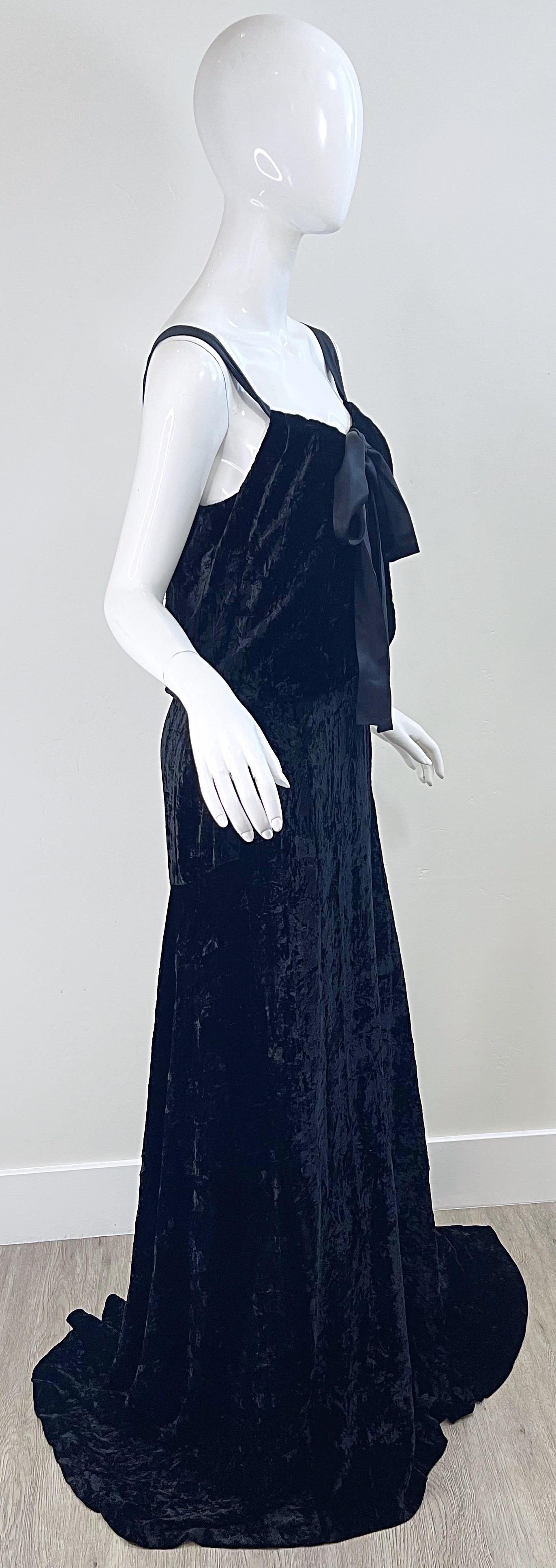 NWT Michael Kors Collection Fall 2006 Runway Size 6-8 Black Crushed Velvet Gown For Sale 8