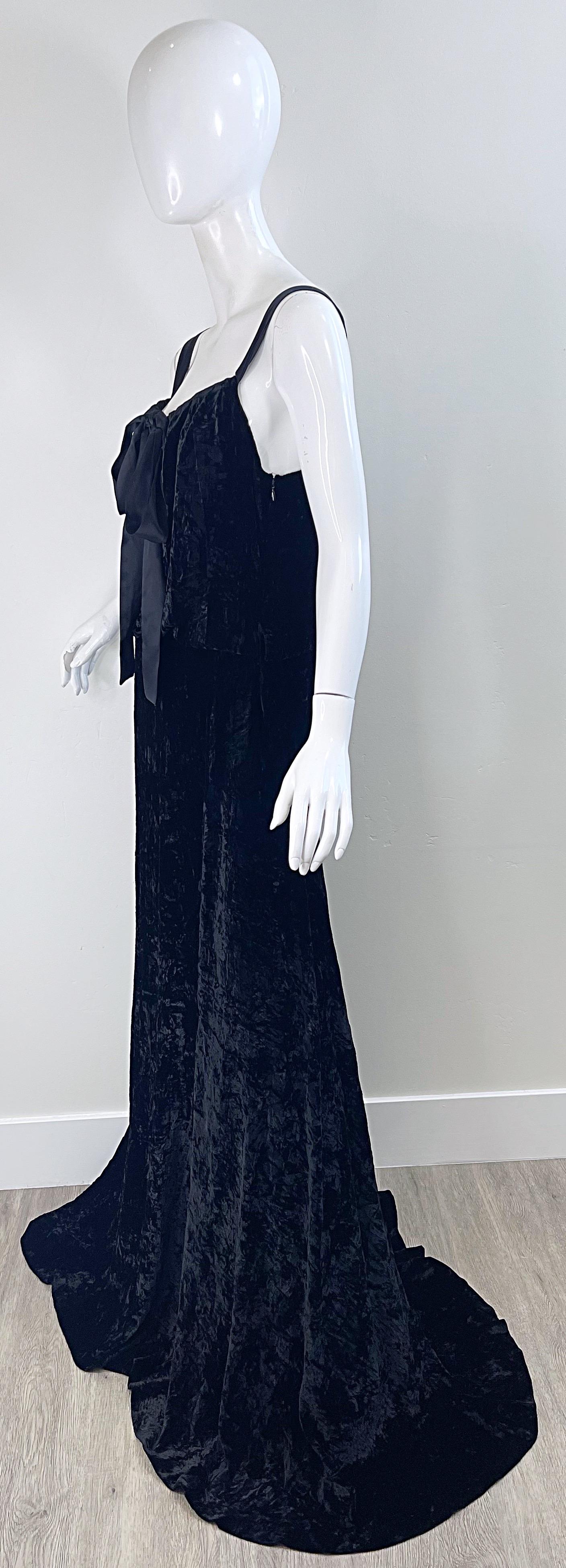 NWT Michael Kors Collection Fall 2006 Runway Size 6-8 Black Crushed Velvet Gown For Sale 9