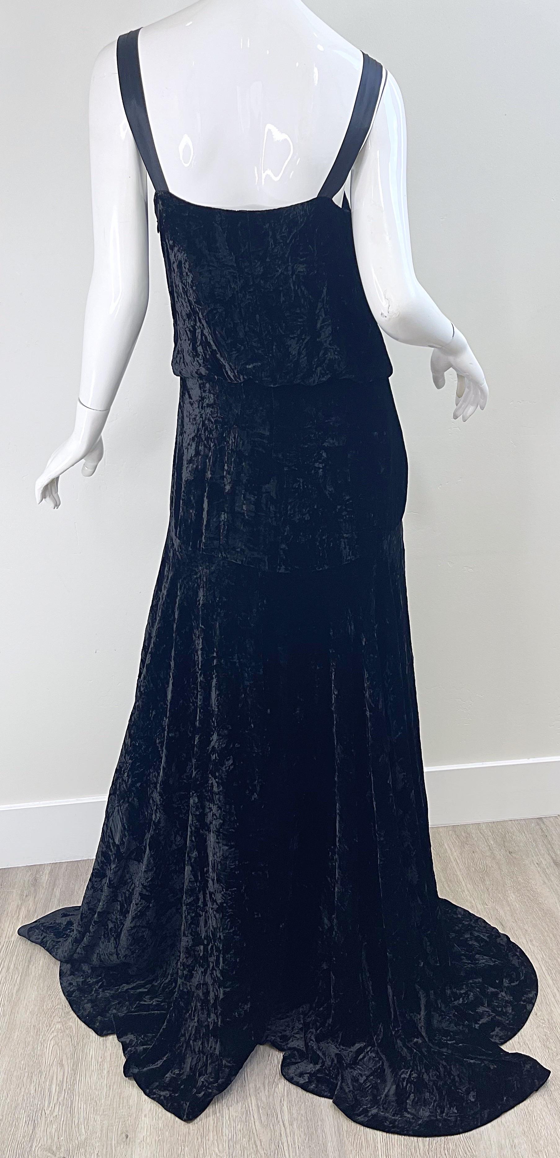 NWT Michael Kors Collection Fall 2006 Runway Size 6-8 Black Crushed Velvet Gown For Sale 10