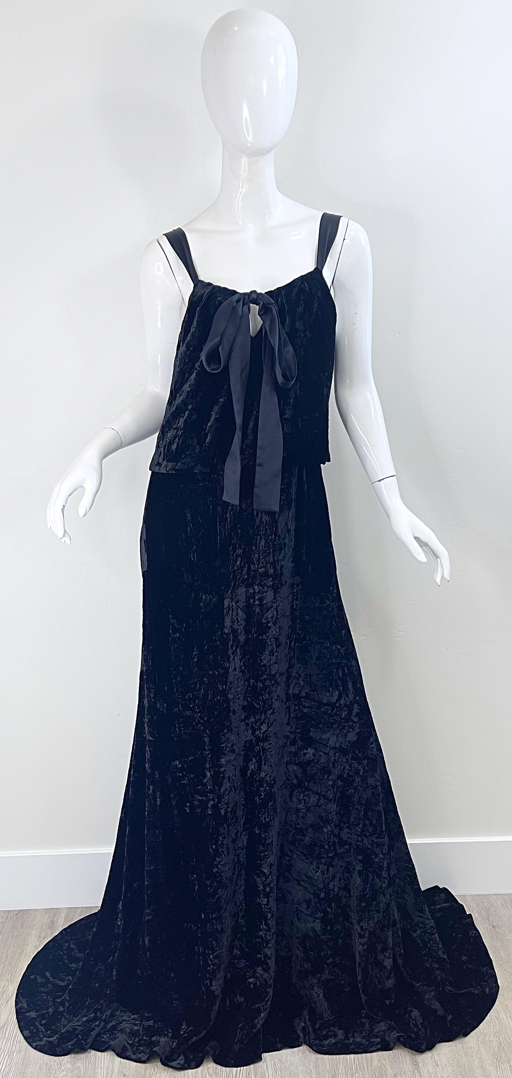 NWT Michael Kors Collection Fall 2006 Runway Size 6-8 Black Crushed Velvet Gown For Sale 11