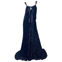 NWT Michael Kors Collection Fall 2006 Runway Taglia 6-8 Abito in velluto schiacciato nero