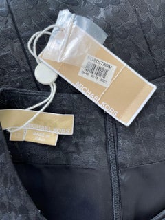 NWT Michael Kors Collection Size 10 / 12 Black Iridescent Feather Print Dress