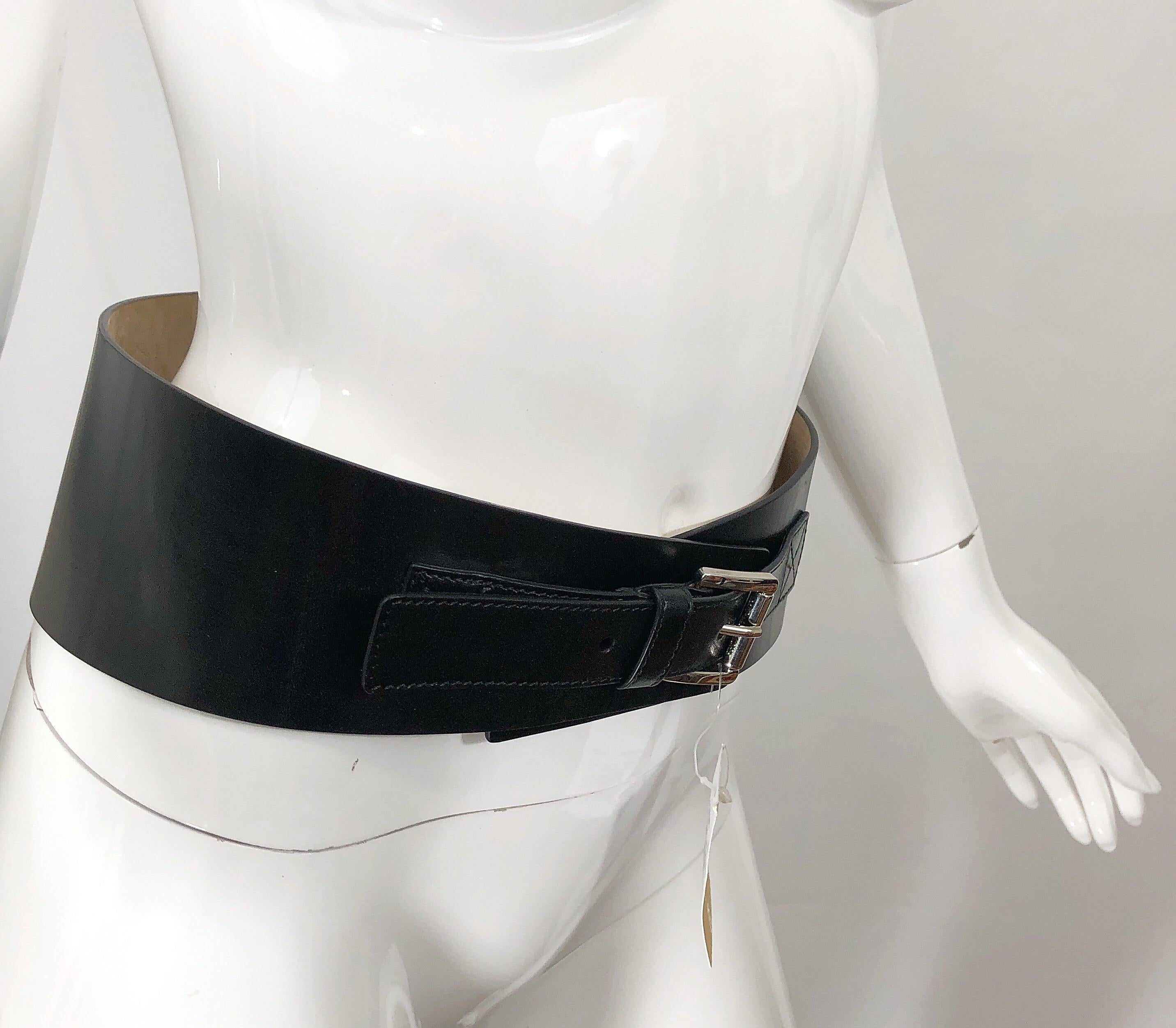 NWT Michael Kors Collection Size Large Black Leather Corset Style NWT Michael Kors Collection Size Large Black Leather Corset Style