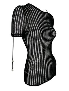 NWT Mid 2000s Versace by Donatella Black Knit Sheer Shirt