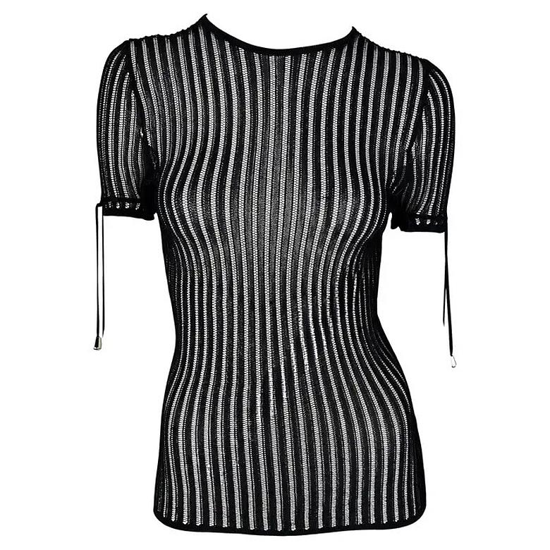 NWT Camisa de punto negro Versace by Donatella Versace de mediados de los años 2000